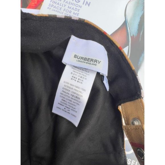 SOLD Burberry London Women's Beige Nova Check & TB Logo Baseball Cap Size M - Picture 8 of 13